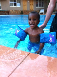 Liam in the pool